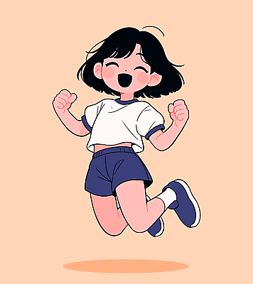 전신 여자 어린이 스포츠 일러스트 한명 웃음 소녀 운동복 점프 파이팅 주황색 가을 활기 체육대회 소녀한명만 일러캐릭터 AI파일 캐릭터 1 옷 계절 컬러 컨셉 모션 표정 사람 체육 대회 여자한명만 소녀만 파일형식 벡터