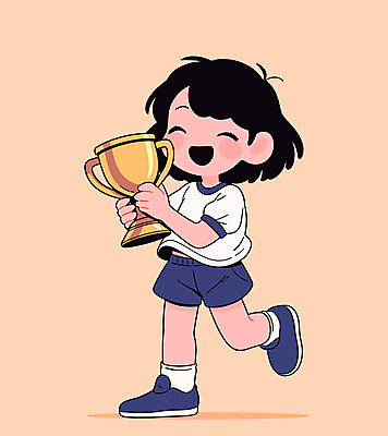 전신 여자 어린이 스포츠 일러스트 한명 웃음 들기 소녀 운동복 주황색 가을 우승 트로피 활기 체육대회 다리들기 시상 우승자 소녀한명만 일러캐릭터 AI파일 캐릭터 1 옷 계절 컬러 컨셉 모션 표정 사람 최고 상_우승 체육 대회 여자한명만 소녀만 파일형식 벡터