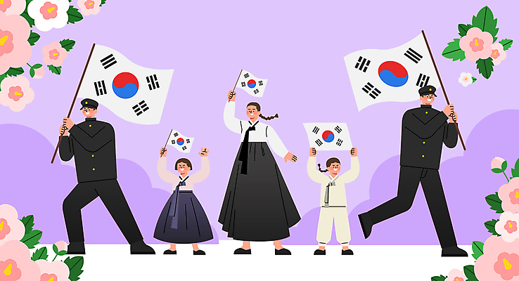 전신 학생 여자 기념일 남자 어린이 일러스트 청소년 들기 소녀 소년 여러명 보라색 깃발 태극기 한복 무궁화 독립기념일 독립운동 학생독립운동기념일 국내일러스트 AI파일 한국전통 꽃 컬러 다수 모션 사람 이벤트 국기 전통의상 독립 파일형식 벡터 법정기념일