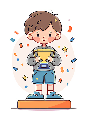 전신 남자 어린이 인물캐릭터 일러스트 성공 한명 서기 미소 들기 소년 기쁨 우승 수상_상을받음 상 트로피 단상 시상 우승자 소년한명만 국내일러스트 일러캐릭터 AI파일 캐릭터 1 감정 컨셉 모션 표정 사람 최고 상_우승 상패 남자한명만 소년만 파일형식 벡터