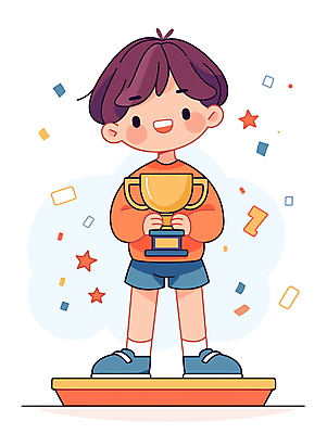 전신 남자 어린이 인물캐릭터 일러스트 성공 한명 서기 미소 들기 소년 기쁨 우승 수상_상을받음 상 트로피 단상 시상 우승자 소년한명만 국내일러스트 일러캐릭터 AI파일 캐릭터 1 감정 컨셉 모션 표정 사람 최고 상_우승 상패 남자한명만 소년만 파일형식 벡터