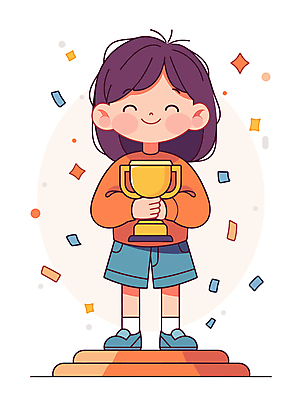 전신 여자 어린이 인물캐릭터 일러스트 성공 한명 서기 미소 들기 소녀 기쁨 우승 수상_상을받음 상 트로피 단상 시상 우승자 소녀한명만 국내일러스트 일러캐릭터 AI파일 캐릭터 1 감정 컨셉 모션 표정 사람 최고 상_우승 상패 여자한명만 소녀만 파일형식 벡터