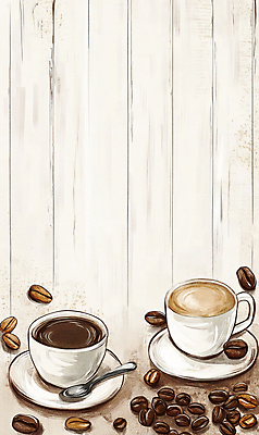 JPG 일러스트 수채화 사람없음 목재 갈색 원두 가을 빈티지 커피잔 티스푼 컵받침 아메리카노 라떼 국내일러스트 AI일러스트 AI콘텐츠 나무 계절 커피 컬러 컨셉 재료 잔 숟가락 받침대 파일형식