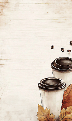 JPG 커피 낙엽 일러스트 나뭇잎 수채화 사람없음 목재 갈색 원두 가을 빈티지 테이크아웃 아메리카노 라떼 국내일러스트 AI일러스트 AI콘텐츠 나무 계절 음료 컬러 컨셉 잎 재료 파일형식