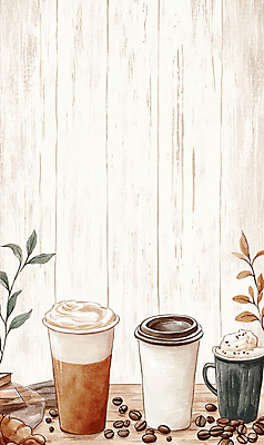 JPG 일러스트 나뭇잎 수채화 사람없음 목재 갈색 원두 가을 빈티지 커피잔 크림 아메리카노 라떼 국내일러스트 AI일러스트 AI콘텐츠 나무 계절 커피 컬러 컨셉 잎 재료 잔 파일형식