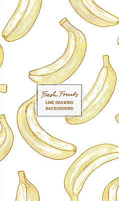 PSD 패턴 일러스트 바나나 사람없음 노란색 빈티지 드로잉 국내일러스트 컬러 컨셉 무늬 과일 미술 파일형식