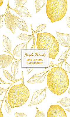 PSD 잎 패턴 일러스트 사람없음 노란색 빈티지 레몬 드로잉 국내일러스트 식물 컬러 컨셉 무늬 과일 미술 파일형식