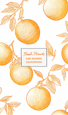 PSD 잎 패턴 오렌지 일러스트 사람없음 주황색 빈티지 드로잉 국내일러스트 식물 컬러 컨셉 무늬 과일 미술 파일형식