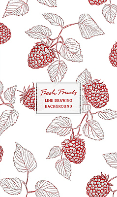 PSD 잎 패턴 일러스트 사람없음 빨간색 빈티지 산딸기 베리 드로잉 국내일러스트 식물 컬러 컨셉 무늬 과일 미술 파일형식