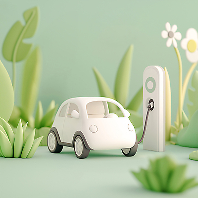 JPG 나무 편집이미지 꽃 사람없음 초록색 3D 흰색 풀 입체 에코 친환경 전기자동차 충전소 편집3D AI컴퓨터그래픽 AI콘텐츠 식물 컬러 자동차 환경 디지털합성 충전 파일형식