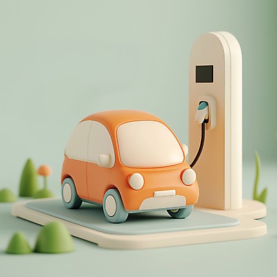 JPG 편집이미지 하늘색 사람없음 3D 주황색 풀 입체 에코 친환경 전기자동차 충전소 편집3D AI컴퓨터그래픽 AI콘텐츠 식물 컬러 자동차 파란색 환경 디지털합성 충전 파일형식