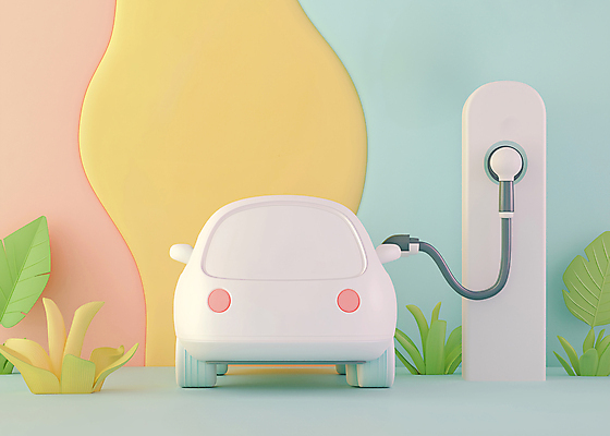 JPG 편집이미지 사람없음 3D 풀 입체 에코 친환경 전기자동차 충전소 파스텔톤 편집3D AI컴퓨터그래픽 AI콘텐츠 식물 컬러 자동차 환경 디지털합성 충전 파일형식