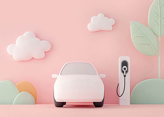 JPG 구름 편집이미지 분홍색 나뭇잎 사람없음 3D 입체 에코 친환경 전기자동차 충전소 편집3D AI컴퓨터그래픽 AI콘텐츠 자연요소 컬러 잎 자동차 환경 디지털합성 충전 파일형식