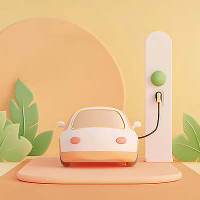 JPG 편집이미지 나뭇잎 사람없음 3D 주황색 입체 에코 친환경 전기자동차 충전소 편집3D AI컴퓨터그래픽 AI콘텐츠 컬러 잎 자동차 환경 디지털합성 충전 파일형식