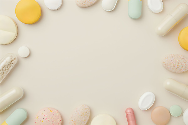 JPG 편집이미지 의학 사람없음 알약 테두리 비타민 베이지색 영양제 치료제 카피스페이스 편집실사 AI포토 AI콘텐츠 컬러 약 공백 CG 영양소 파일형식