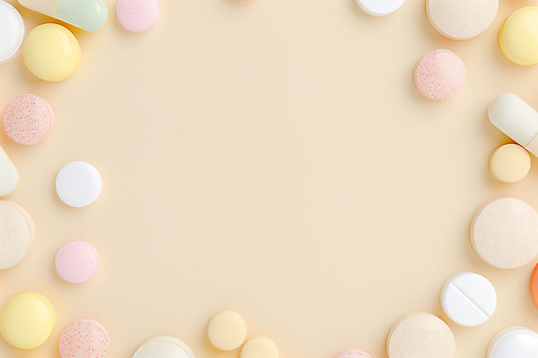 JPG 편집이미지 의학 사람없음 알약 테두리 비타민 베이지색 영양제 치료제 카피스페이스 편집실사 AI포토 AI콘텐츠 컬러 약 공백 CG 영양소 파일형식