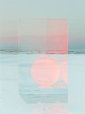 JPG 편집이미지 파도 분홍색 사람없음 투명 수면 겹침 파스텔톤 글리치 편집실사 AI컴퓨터그래픽 AI콘텐츠 디자인 바다 컬러 물 CG 파일형식