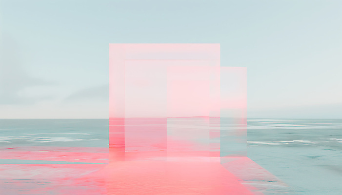 JPG 편집이미지 파도 분홍색 사람없음 투명 수면 겹침 파스텔톤 글리치 편집실사 AI컴퓨터그래픽 AI콘텐츠 디자인 바다 컬러 물 CG 파일형식