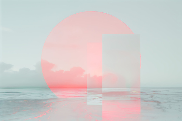 JPG 편집이미지 파도 분홍색 사람없음 투명 수면 겹침 파스텔톤 글리치 편집실사 AI컴퓨터그래픽 AI콘텐츠 디자인 바다 컬러 물 CG 파일형식