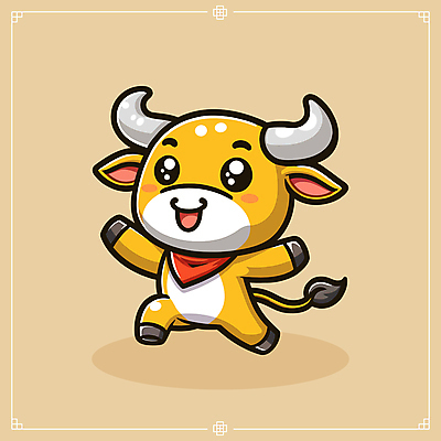 캐릭터 일러스트 팔벌리기 미소 웃음 사람없음 노란색 귀여움 황소 꼬리 한우 소캐릭터 소뿔 일러캐릭터 AI파일 컬러 동물캐릭터 컨셉 모션 뿔 표정 소고기 소 파일형식 벡터