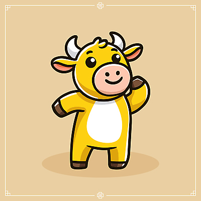 캐릭터 일러스트 미소 웃음 사람없음 노란색 귀여움 황소 한우 소캐릭터 소뿔 일러캐릭터 AI파일 컬러 동물캐릭터 컨셉 뿔 표정 소고기 소 파일형식 벡터