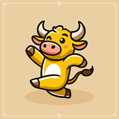 캐릭터 일러스트 윙크 미소 웃음 사람없음 달리기 노란색 귀여움 황소 꼬리 한우 소캐릭터 소뿔 일러캐릭터 AI파일 컬러 동물캐릭터 컨셉 모션 뿔 표정 소고기 소 파일형식 벡터