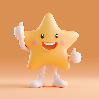 PSD 편집이미지 행복 별 3D캐릭터 밝음 미소 웃음 사람없음 3D 귀여움 주황색 따봉 편집3D 자연요소 캐릭터 감정 컬러 컨셉 표정 최고 디지털합성 파일형식