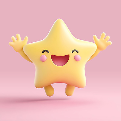 PSD 편집이미지 행복 별 분홍색 3D캐릭터 밝음 미소 웃음 사람없음 3D 귀여움 점프 편집3D 자연요소 캐릭터 감정 컬러 컨셉 모션 표정 디지털합성 파일형식