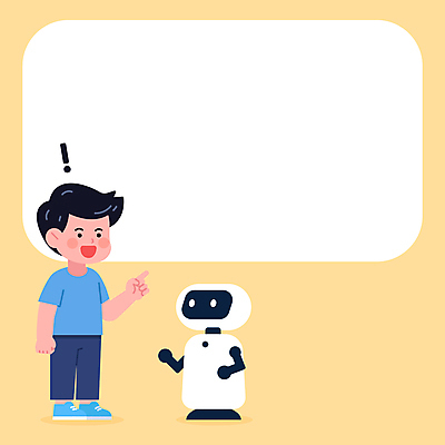 전신 남자 어린이 일러스트 기술 대화 한명 웃음 소년 장난감 노란색 가리킴 느낌표 로봇 호기심 의사소통 소년한명만 카피스페이스 AI_인공지능 국내일러스트 AI파일 1 기호 감정 컬러 컨셉 표정 말하기 사람 손짓 공백 남자한명만 소년만 파일형식 벡터