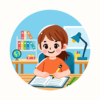 학생 여자 교육 어린이 인물캐릭터 하늘색 의자 일러스트 한명 미소 소녀 상반신 책 연필 지구본 귀여움 방 기록 책상 교과서 연필꽂이 소녀한명만 국내일러스트 일러캐릭터 AI파일 캐릭터 1 가구 컨셉 문구용품 학용품 교재 표정 사람 파란색 필기구 여자한명만 소녀만 파일형식 벡터