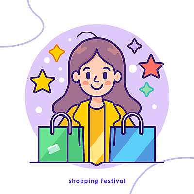 여자 행복 별 일러스트 한명 웃음 상반신 성인 쇼핑 쇼핑백 기쁨 성인여자한명만 플렉스 국내일러스트 AI파일 자연요소 1 감정 가방 표정 사람 신조어 여자한명만 성인여자만 파일형식 벡터