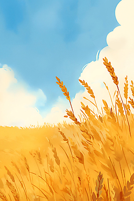 JPG 구름 일러스트 자연 사람없음 추수 가을 시골 밀 밀밭 풍요 국내일러스트 AI일러스트 AI콘텐츠 자연요소 계절 컨셉 밭 농업 곡류 생태계 파일형식