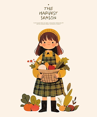 전신 PSD 원피스 여자 어린이 토마토 일러스트 따뜻함 한명 들기 소녀 바구니 당근 수확 추수 가을 파 소녀한명만 국내일러스트 1 옷 계절 농업 채소 모션 뿌리채소 사람 여자한명만 소녀만 파일형식