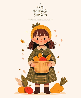 전신 PSD 원피스 여자 어린이 토마토 일러스트 감자 따뜻함 한명 들기 소녀 바구니 수확 추수 가을 소녀한명만 국내일러스트 1 옷 계절 농업 채소 모션 사람 여자한명만 소녀만 파일형식
