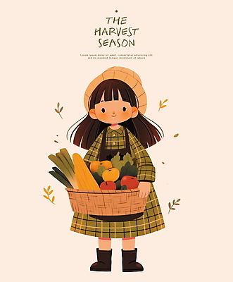 전신 PSD 원피스 여자 어린이 토마토 일러스트 따뜻함 한명 들기 소녀 바구니 수확 추수 가을 파 소녀한명만 국내일러스트 1 옷 계절 농업 채소 모션 사람 여자한명만 소녀만 파일형식