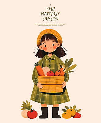 전신 PSD 원피스 여자 어린이 토마토 일러스트 따뜻함 한명 들기 소녀 바구니 당근 수확 추수 가을 파 소녀한명만 국내일러스트 1 옷 계절 농업 채소 모션 뿌리채소 사람 여자한명만 소녀만 파일형식