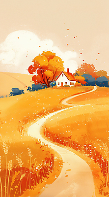 JPG 나무 구름 길 단풍 일러스트 자연 하늘 주택 풍경 초원 사람없음 가을풍경 주황색 가을 시골길 국내일러스트 AI일러스트 AI콘텐츠 자연요소 식물 계절 컬러 잎 건물 생태계 파일형식 가을_계절