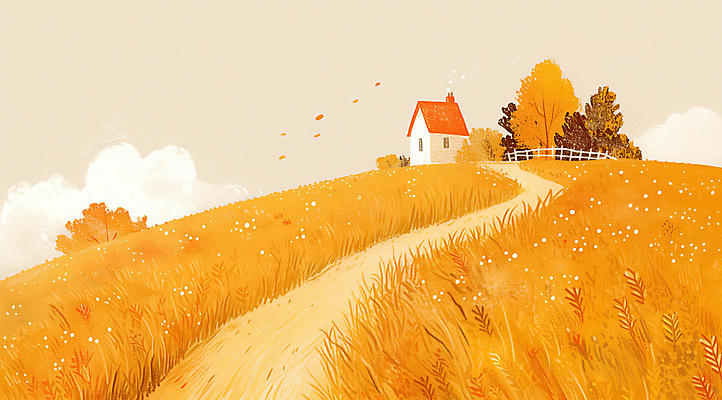 JPG 나무 구름 길 단풍 일러스트 자연 하늘 주택 풍경 초원 사람없음 가을풍경 주황색 가을 언덕 시골길 국내일러스트 AI일러스트 AI콘텐츠 자연요소 식물 계절 컬러 잎 건물 생태계 파일형식 가을_계절