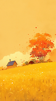 JPG 나무 구름 단풍 일러스트 자연 하늘 주택 풍경 초원 사람없음 가을풍경 주황색 가을 언덕 시골길 국내일러스트 AI일러스트 AI콘텐츠 자연요소 식물 계절 길 컬러 잎 건물 생태계 파일형식 가을_계절