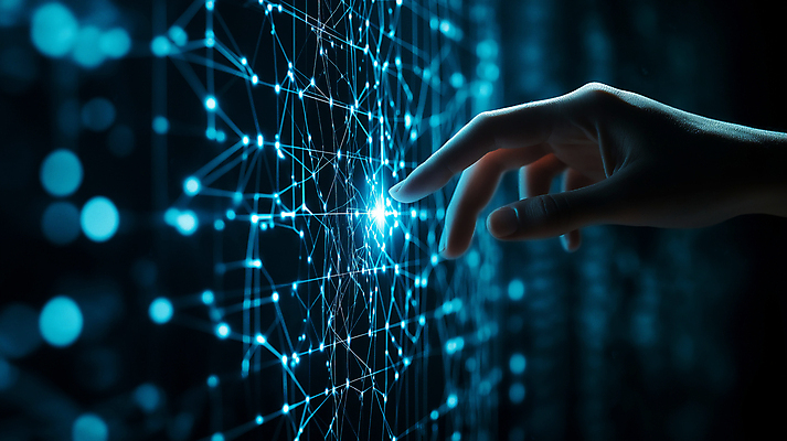 JPG 편집이미지 손 기술 손짓 신체부위 파란색 빛 디지털 어둠 터치 정보 네트워크 연결 시스템 인터페이스 가상현실 빅데이터 편집실사 AI컴퓨터그래픽 AI콘텐츠 컬러 모션 사람 CG 파일형식 4차산업