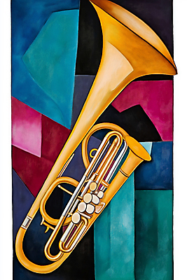 JPG 예술 음악 일러스트 추상 미술 사람없음 컬러풀 클래식 작품 트럼펫 색채 창작 디지털아트 국내일러스트 AI일러스트 AI콘텐츠 컬러 컨셉 무늬 문화예술 금관악기 파일형식
