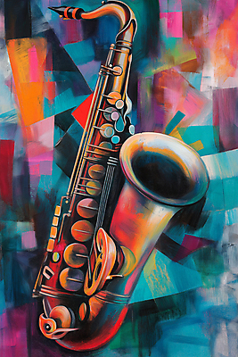 JPG 예술 음악 일러스트 추상 미술 사람없음 컬러풀 화려 클래식 색소폰 작품 색채 창작 디지털아트 국내일러스트 AI일러스트 AI콘텐츠 컬러 컨셉 무늬 문화예술 목관악기 파일형식