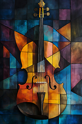 JPG 예술 음악 일러스트 추상 미술 사람없음 컬러풀 화려 클래식 바이올린 작품 색채 창작 디지털아트 국내일러스트 AI일러스트 AI콘텐츠 컬러 컨셉 무늬 현악기 문화예술 파일형식
