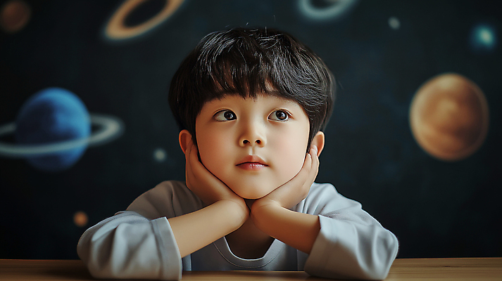 JPG 편집이미지 교육 남자 어린이 교실 상상 한명 소년 상반신 우주 턱괴기 꿈 행성 남색 천문학 우주여행 상상력 우주탐험 소년한명만 편집실사 AI인물포토 AI콘텐츠 1 컬러 여행 학교 모션 사람 CG 남자한명만 소년만 파일형식 AI포토