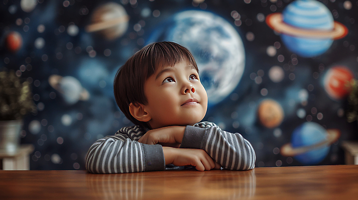 JPG 편집이미지 교육 남자 어린이 교실 상상 한명 소년 상반신 우주 꿈 행성 올려보기 남색 천문학 우주여행 상상력 우주탐험 소년한명만 편집실사 AI인물포토 AI콘텐츠 1 컬러 여행 학교 모션 사람 CG 남자한명만 소년만 파일형식 AI포토