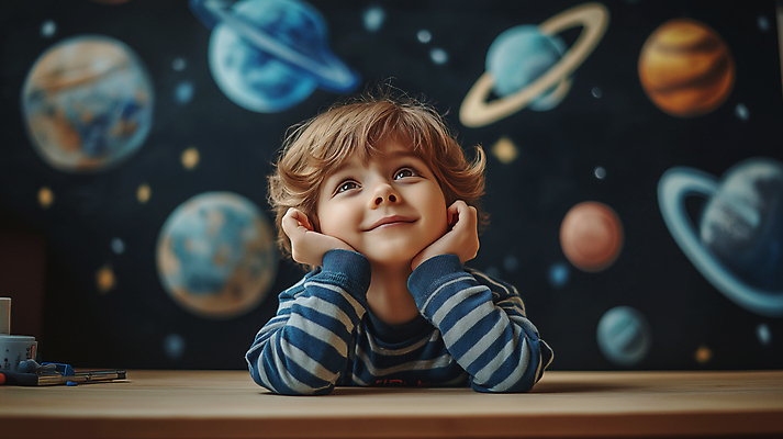 JPG 편집이미지 교육 남자 어린이 교실 상상 한명 소년 상반신 우주 턱괴기 꿈 행성 올려보기 남색 천문학 우주여행 상상력 우주탐험 소년한명만 편집실사 AI인물포토 AI콘텐츠 1 컬러 여행 학교 모션 사람 CG 남자한명만 소년만 파일형식 AI포토