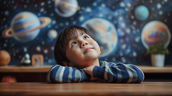 JPG 편집이미지 교육 남자 어린이 교실 상상 한명 소년 상반신 우주 꿈 행성 올려보기 남색 천문학 우주여행 상상력 우주탐험 소년한명만 편집실사 AI인물포토 AI콘텐츠 1 컬러 여행 학교 모션 사람 CG 남자한명만 소년만 파일형식 AI포토