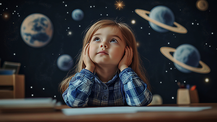 JPG 편집이미지 여자 교육 어린이 교실 상상 한명 소녀 상반신 우주 꿈 행성 올려보기 남색 귀막기 천문학 우주여행 상상력 우주탐험 소녀한명만 편집실사 AI인물포토 AI콘텐츠 1 컬러 여행 학교 모션 사람 손짓 CG 여자한명만 소녀만 파일형식 AI포토