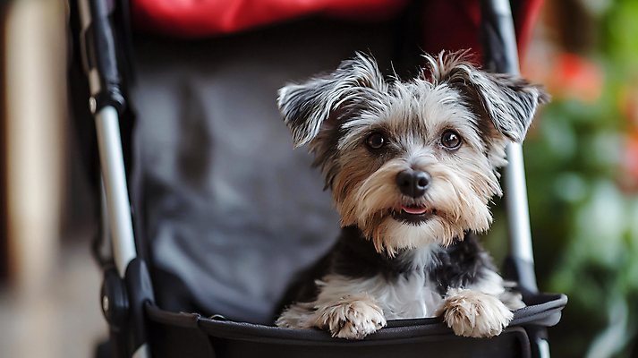 JPG 편집이미지 반려견 사람없음 야외 산책 강아지 디지털합성 유모차 개모차 편집실사 AI포토 AI콘텐츠 휴식 반려동물 아기용품 개 CG 애견용품 파일형식