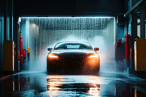 JPG 편집이미지 자동차 물줄기 사람없음 빛 반사 어둠 디지털합성 웅덩이 세차 편집실사 AI포토 AI콘텐츠 육상교통 물 CG 파일형식